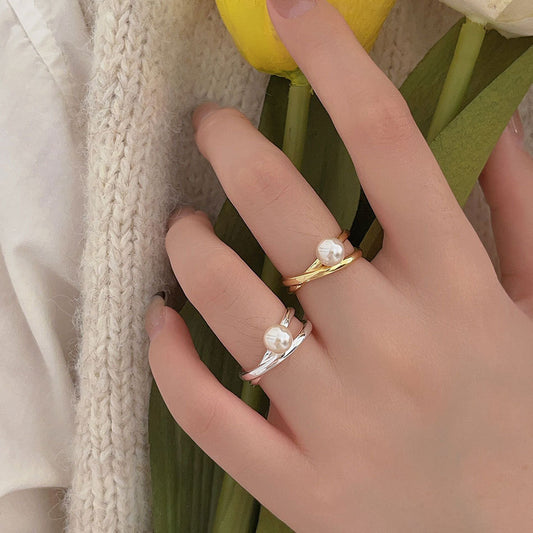 クロスパール リング｜S925シルバー シルバー・18Kゴールドメッキ
